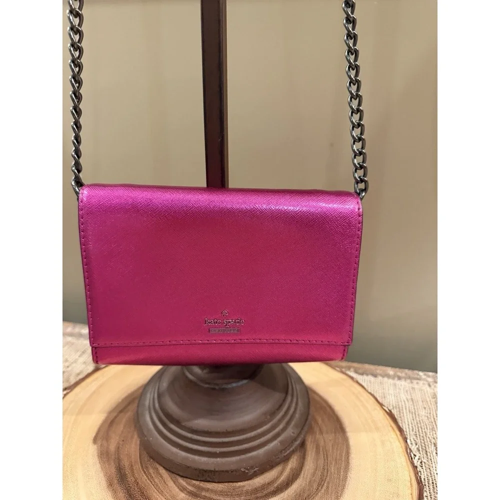 Kate Spade Cameron Street Metallic Cami Crossbody Bag BAJAROSE Metallic Pink New - Picture 2 of 11